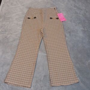 Brown & Black Checkered Wide Leg Pants, Stretchy, Womens Large, Mia Rose NWT